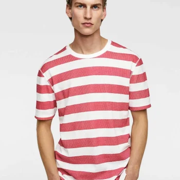 Brand Printed Striped T-Shirt